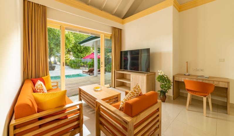 Two Bedroom Family Pool Beach Villa - Living